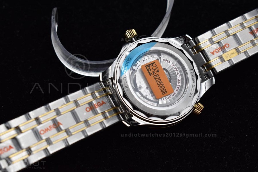 Seamaster Diver 300M SS/YG ORF 1:1 Best Edition Black Ceramic Black Dial on SS Bracelet A8800 