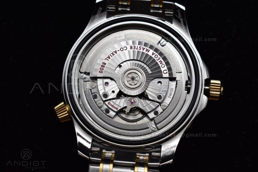 Seamaster Diver 300M SS/YG ORF 1:1 Best Edition Black Ceramic Black Dial on SS Bracelet A8800 