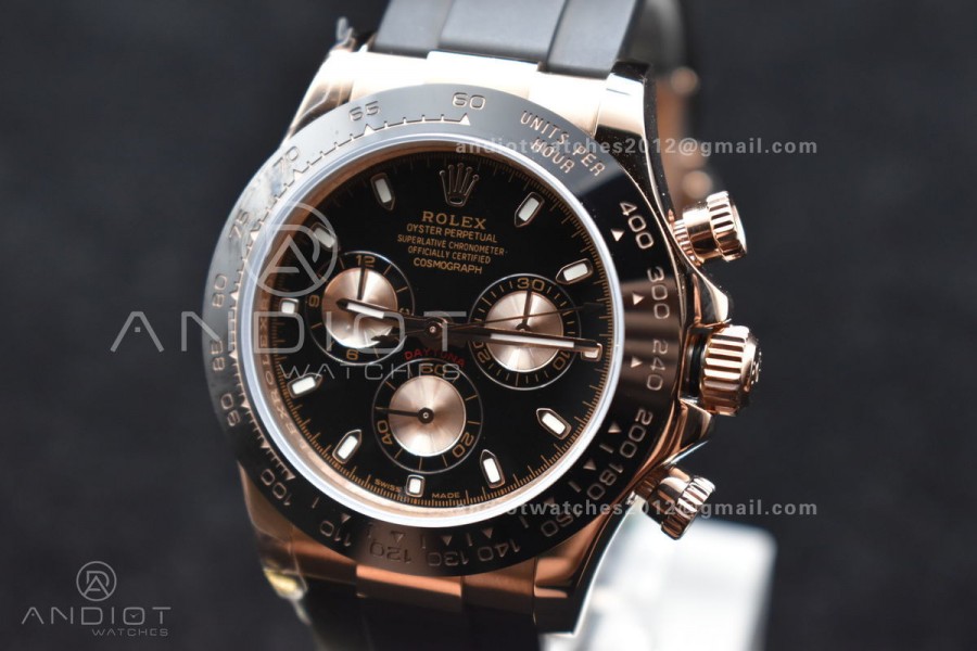 Daytona RG TWF Black Ceramic Bezle Black Dial on Black Rubber Strap A7750