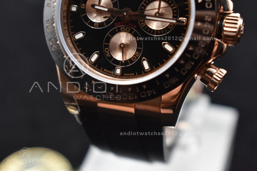 Daytona RG TWF Black Ceramic Bezle Black Dial on Black Rubber Strap A7750