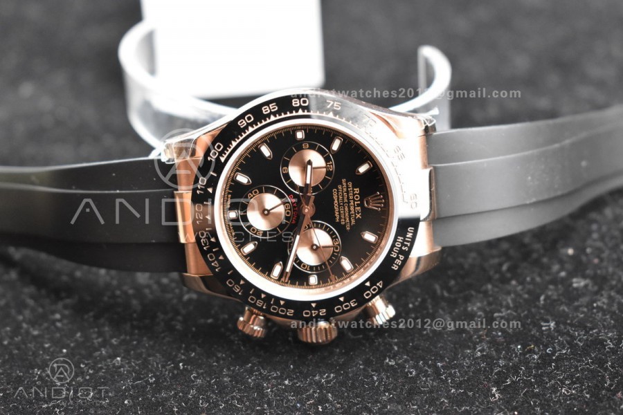 Daytona RG TWF Black Ceramic Bezle Black Dial on Black Rubber Strap A7750