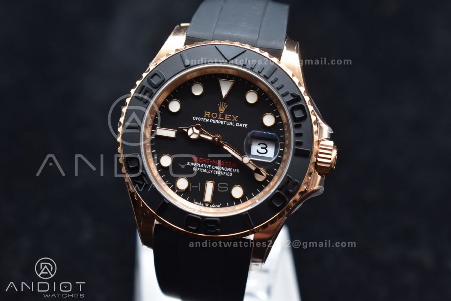 Yacht-Master 126655 Clean 1:1 Best Edition Black Ceramic Bezel on Oysterflex Strap VR3235