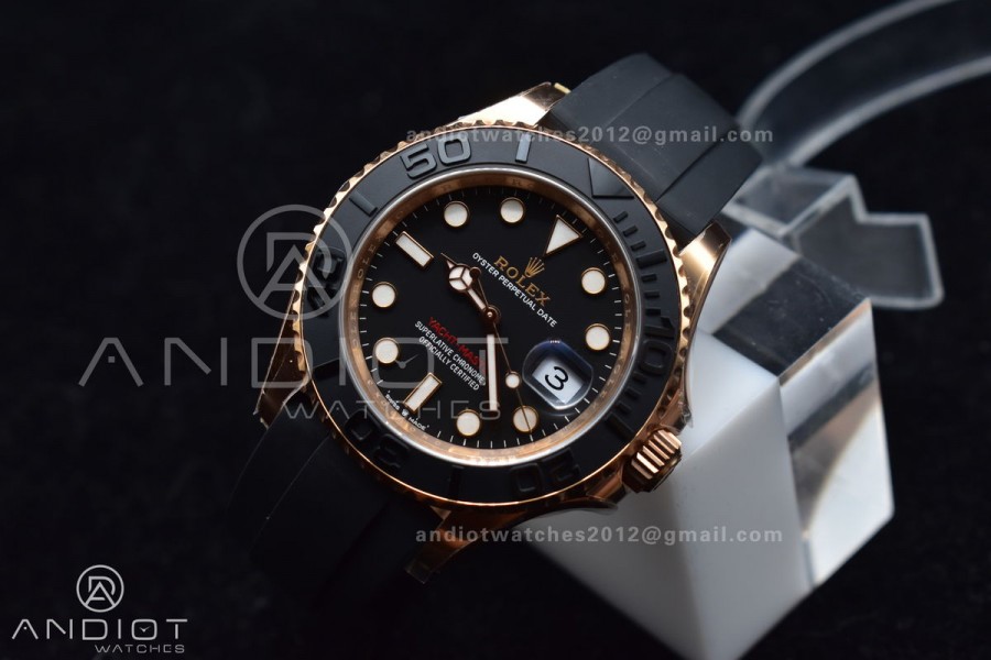 Yacht-Master 126655 Clean 1:1 Best Edition Black Ceramic Bezel on Oysterflex Strap VR3235