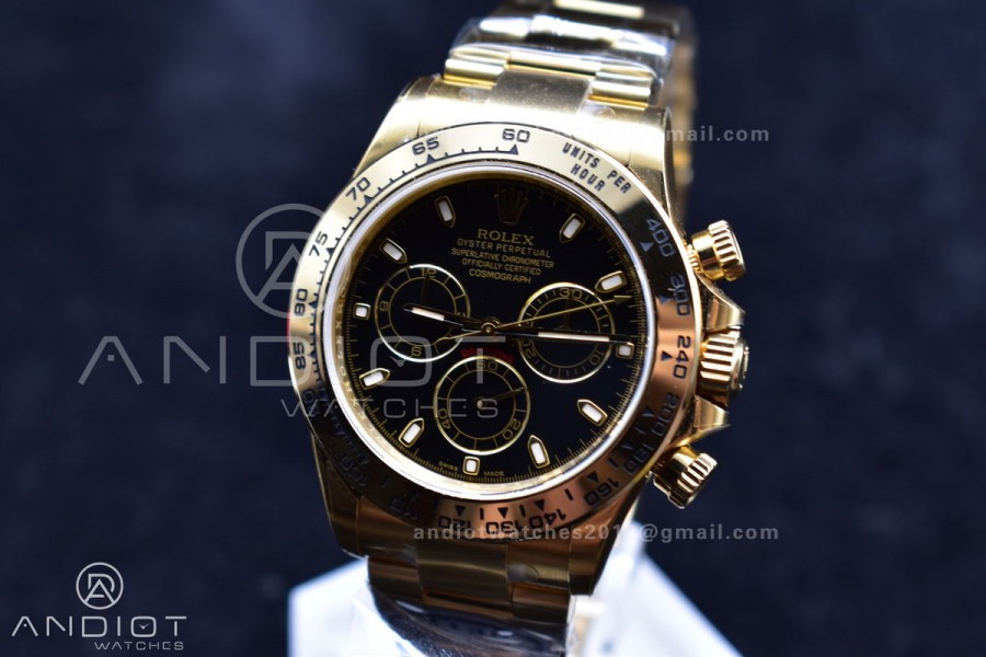 Daytona 116505 Clean 1:1 Best Edition Black Dial on YG Bracelet SA4130 V2