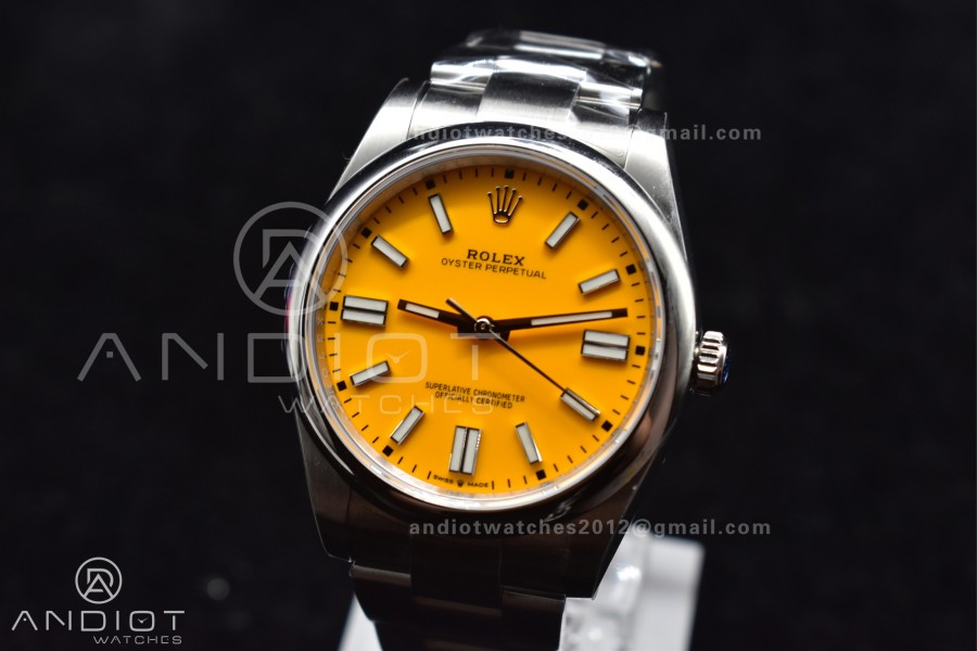Oyster Perpetual 41mm 124300  JVS 1:1 Best Edition 904L Steel Yellow Dial On SS Bracelet VR3230