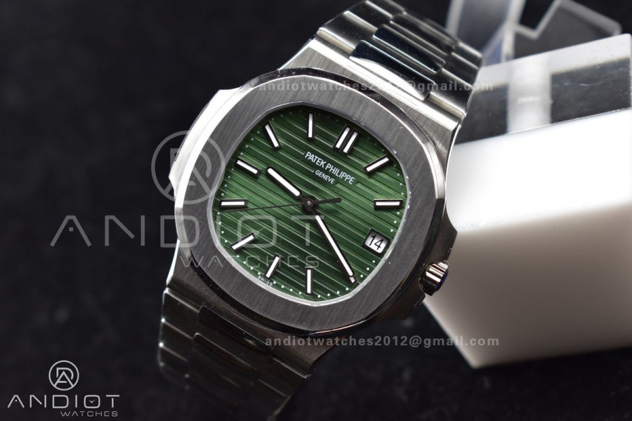 Nautilus 5711/1A 3KF 1:1 Best Edition Green Textured Dial On SS Bracelet A324 Super Clone V2