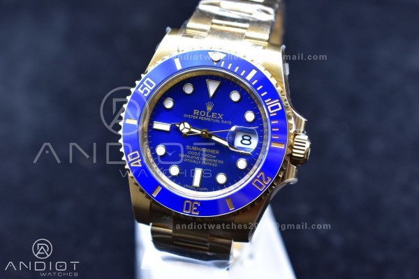 Submariner 116618 LB Blue Ceramic YG Plated 904L S...