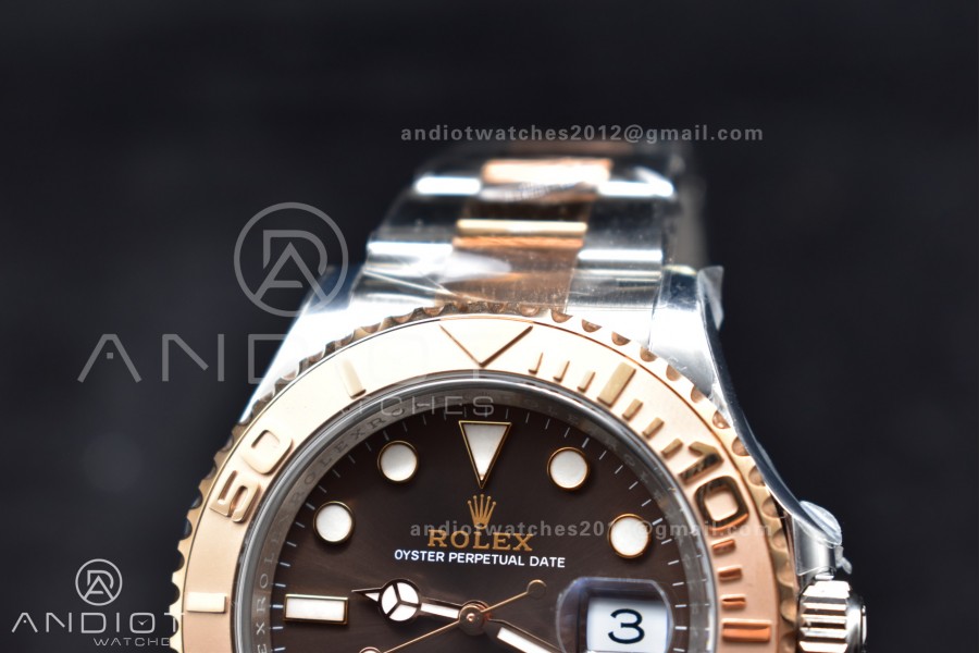 Yacht-Master 126621 Clean 1:1 Best Edition Rose Gold Plated 904L Steel Brown Dial On SS Bracelet VR3235