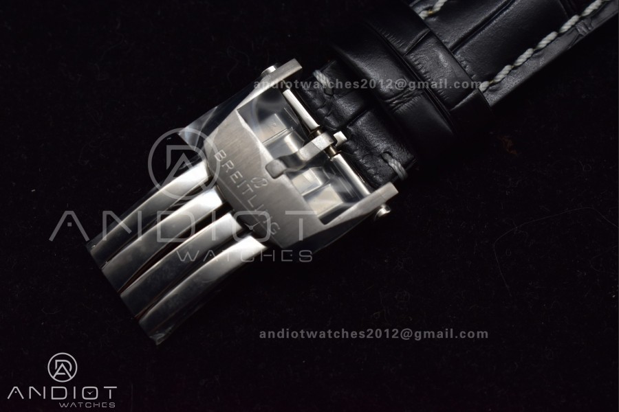 Premier B01 Chrono SS 42mm GF 1:1 Best Edition White/Black Dial on Black Leather Strap A7750