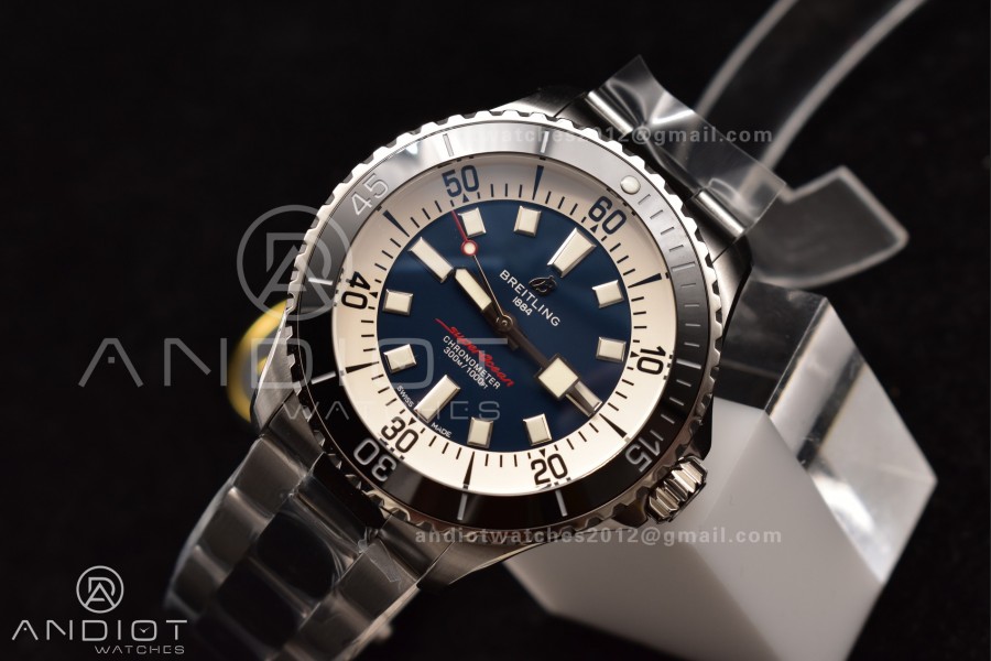 SuperOcean Automatic 44 TF 1:1 Best Edition Blue/White Dial on SS Bracelet A2824