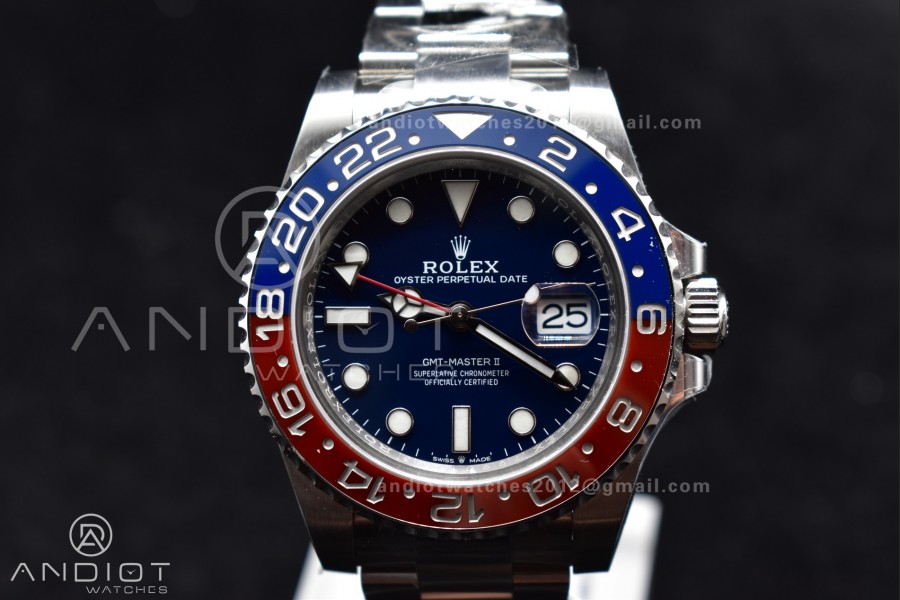 GMT Master II 126710 BLRO 904L SS Clean Factory 1:1 Best Edition on Oyster Bracelet Blue Dial VR3186 CHS