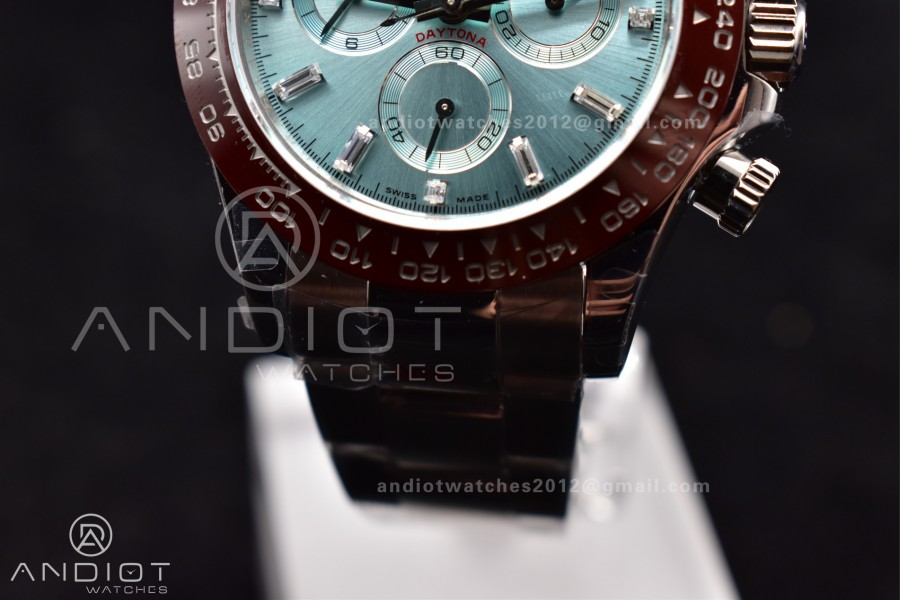 Daytona 116506 QF 1:1 Best Edition Ice Blue Dial Crystal Markers on SS Bracelet SH4130 V3 (Gain Weight)