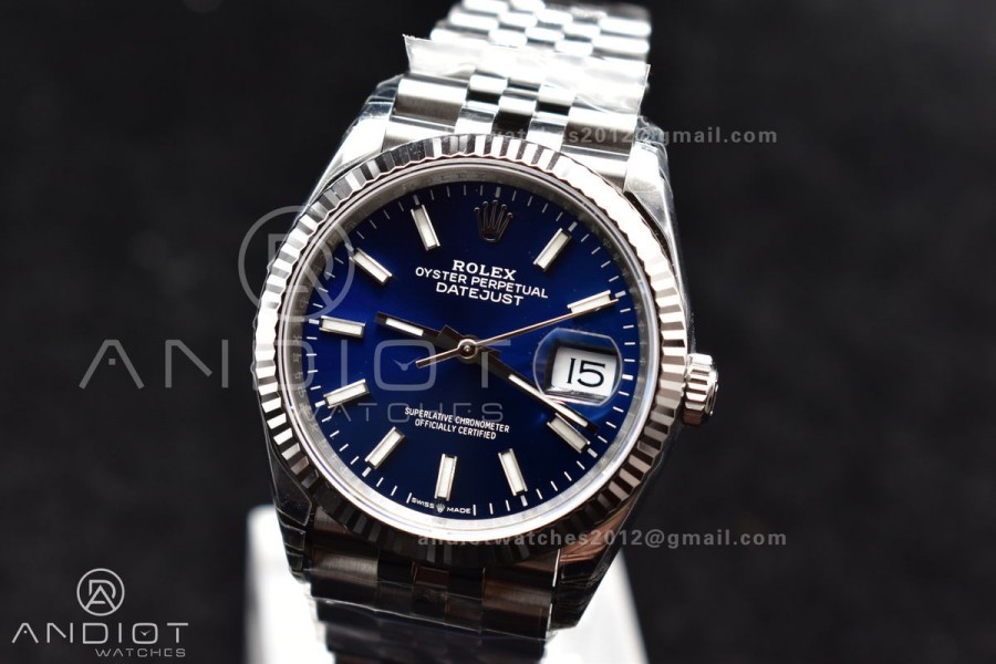 DateJust 36 SS 126234 VSF 1:1 Best Edition 904L Steel Blue Stick Dial On Jubilee Bracelet VS3235