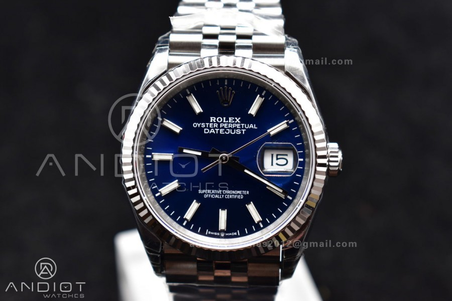 DateJust 36 SS 126234 VSF 1:1 Best Edition 904L Steel Blue Stick Dial On Jubilee Bracelet VS3235