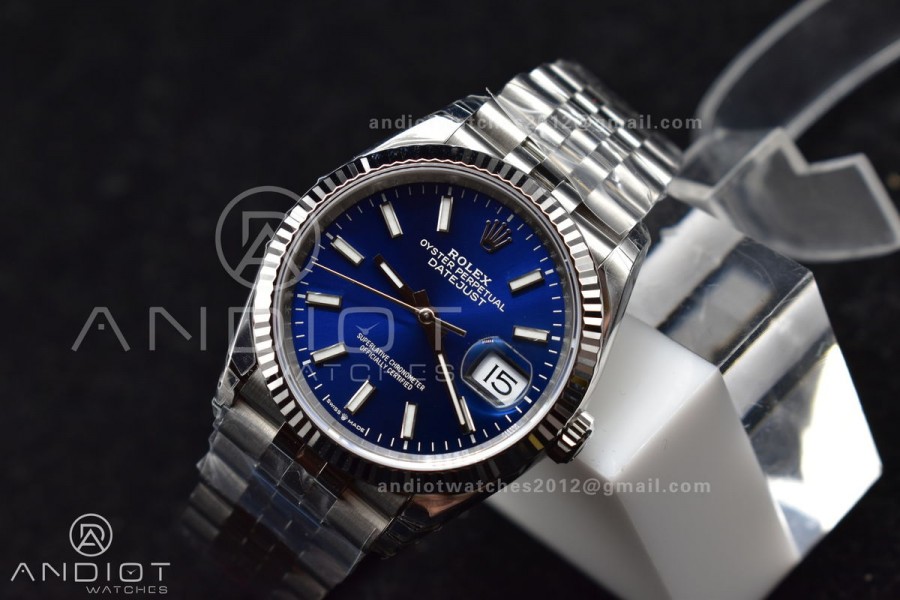 DateJust 36 SS 126234 VSF 1:1 Best Edition 904L Steel Blue Stick Dial On Jubilee Bracelet VS3235