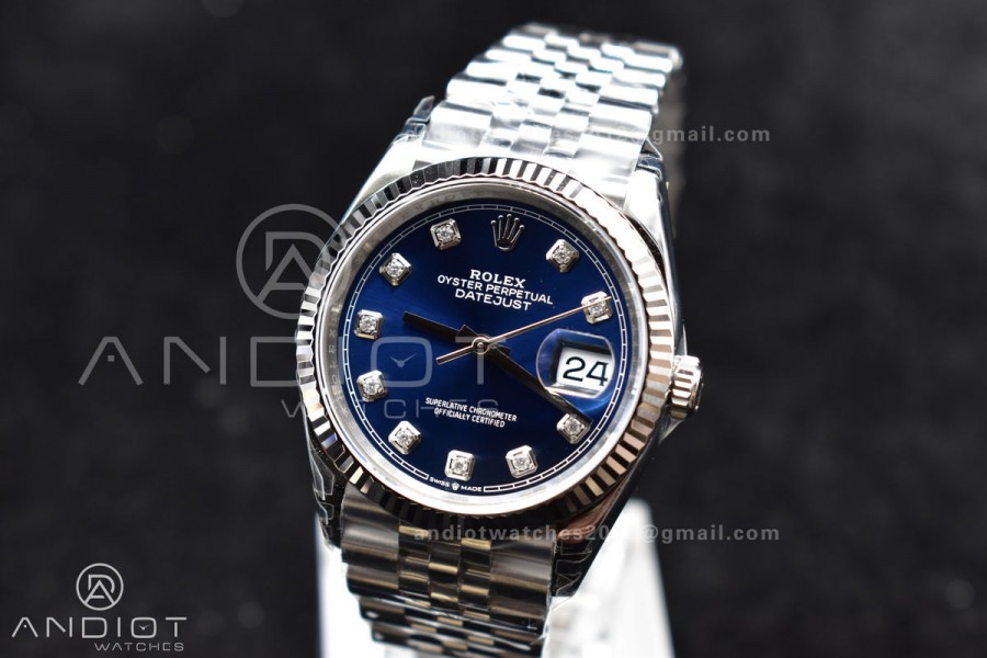 DateJust 36 SS 126234 VSF 1:1 Best Edition 904L Steel Blue Diamond Dial On Jubilee Bracelet VS3235