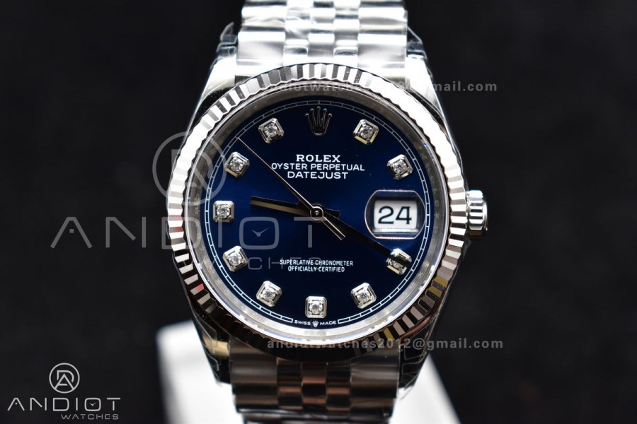 DateJust 36 SS 126234 VSF 1:1 Best Edition 904L Steel Blue Diamond Dial On Jubilee Bracelet VS3235