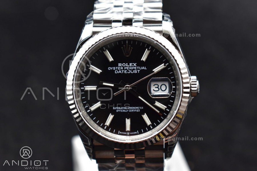 DateJust 36 SS 126234 VSF 1:1 Best Edition 904L Steel Black Stick Dial on Jubilee Bracelet VS3235