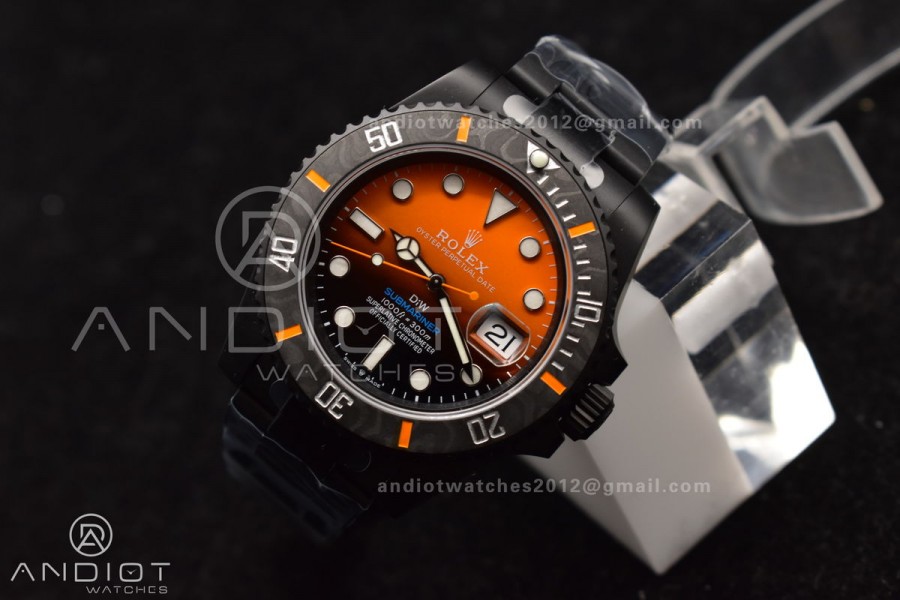 Submariner DIW DLC VSF 1:1 Best Edition Black/Orange Dial on DLC Bracelet VS3135