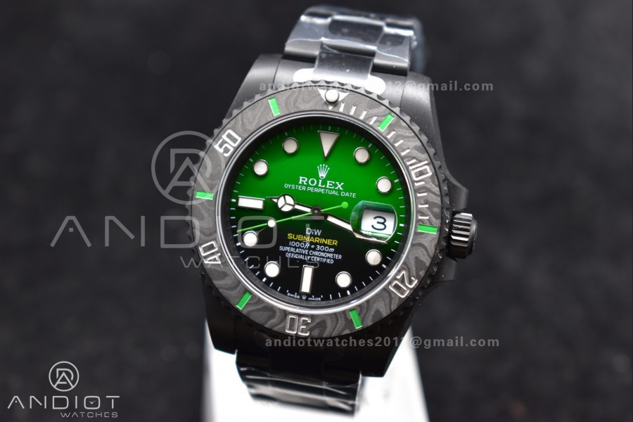Submariner DIW "Parakeet" DLC VSF 1:1 Best Edition Black/Green Dial on DLC Bracelet VS3135