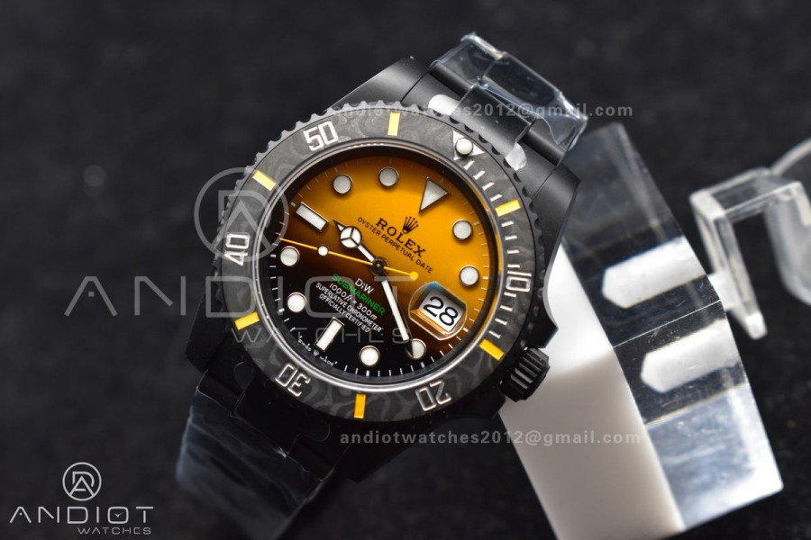 Submariner DIW DLC VSF 1:1 Best Edition Black/Yellow Dial on DLC Bracelet VS3135