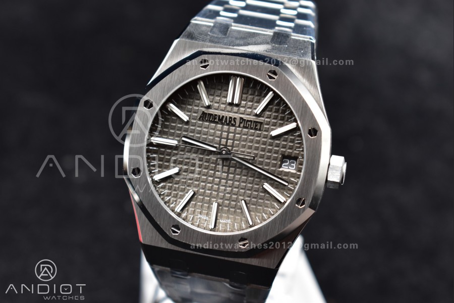 Royal Oak 41mm 15510 "50th Anniversary" SS ZF 1:1 Best Edition Gray Textured Dial on SS Bracelet A4302