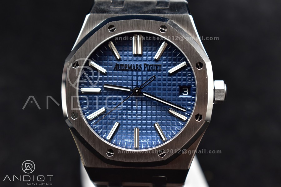 Royal Oak 41mm 15510 "50th Anniversary" SS ZF 1:1 Best Edition Blue Textured Dial on SS Bracelet A4302