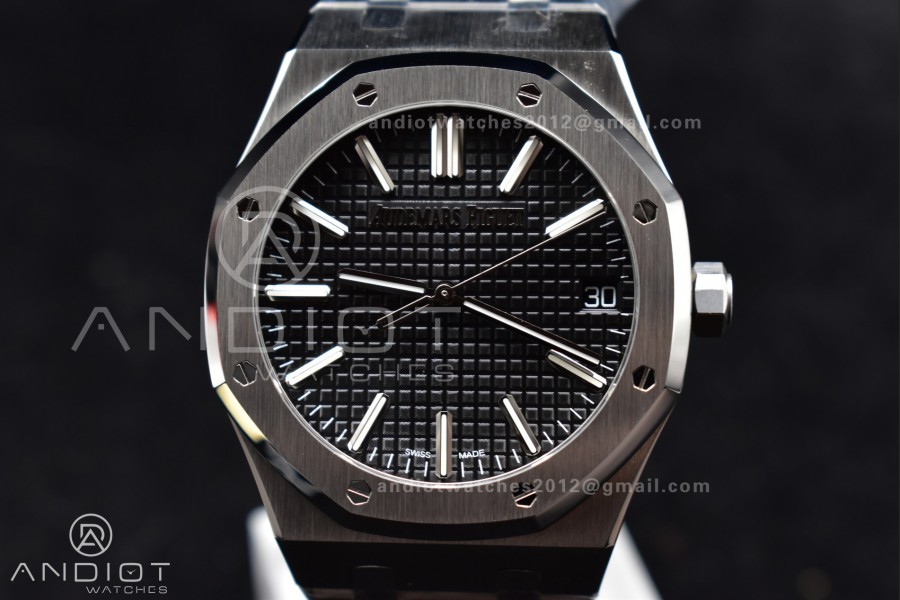 Royal Oak 41mm 15510 "50th Anniversary" SS ZF 1:1 Best Edition Black Textured Dial On SS Bracelet A4302
