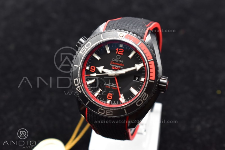 Planet Ocean 45.5mm Deep Black red Real Ceramic VSF 1:1 Best Edition on Black Nylon Strap A8906 Super Clone