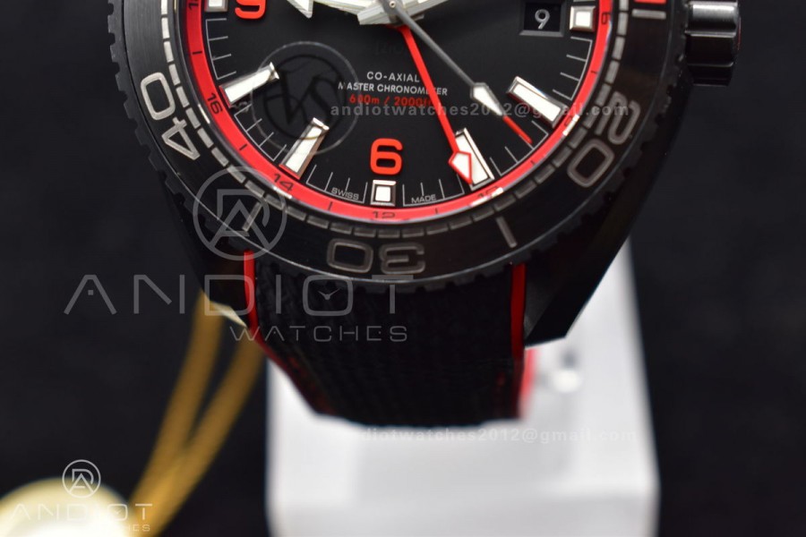 Planet Ocean 45.5mm Deep Black red Real Ceramic VSF 1:1 Best Edition on Black Nylon Strap A8906 Super Clone