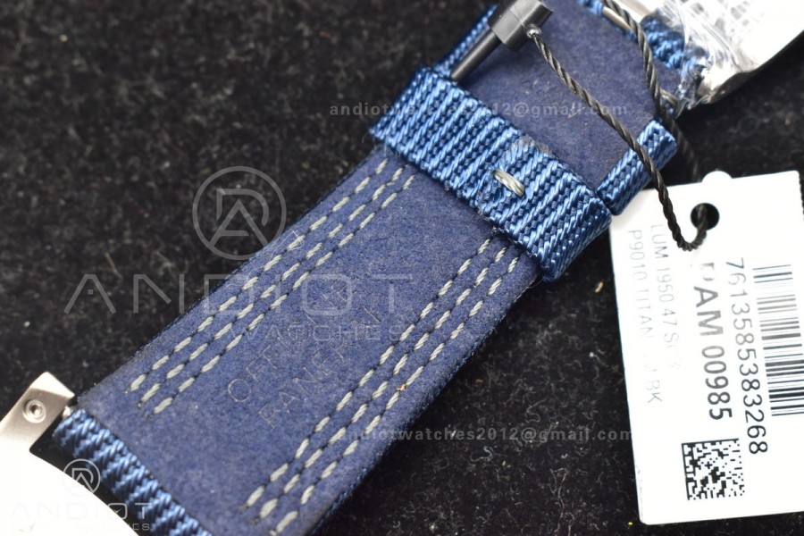 PAM985 Mike Horn Submersible Tit Blue TI/NY VSF P9010