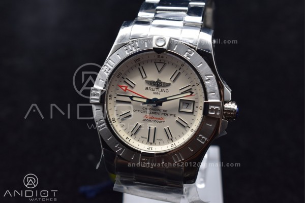 Avenger GMT SS GF 1:1 Best Edition White Dial Stic...