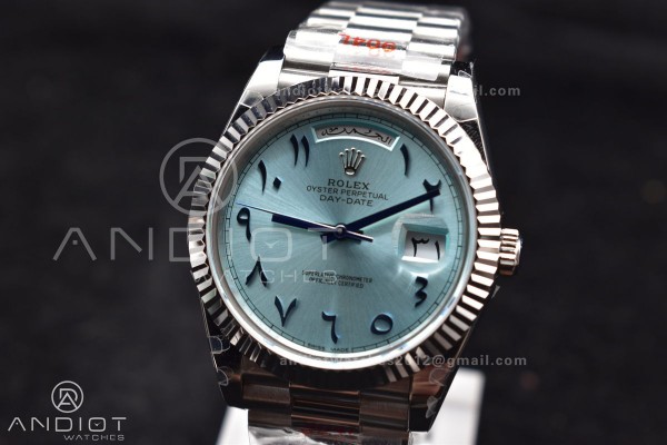 DayDate 40 SS GMF 904L Steel Iced Blue Dial Arabic...