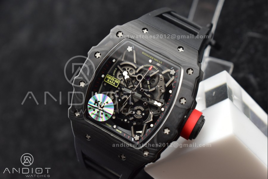 RM035-02 KUF Best Edition Skeleton Dial Red on Black Rubber Strap MIYOTA8215