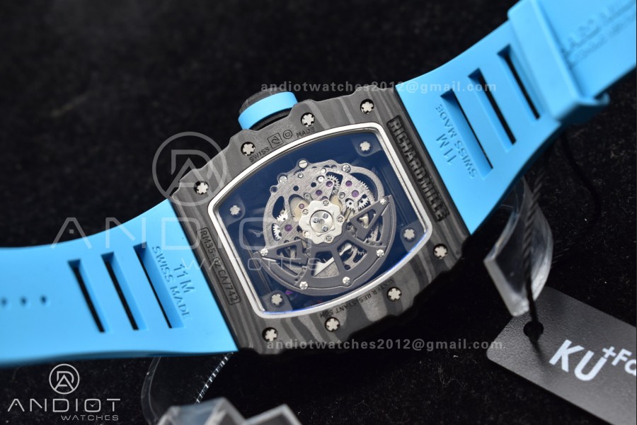 RM035-02 KUF Best Edition Skeleton Dial Red on Blue Rubber Strap MIYOTA8215 