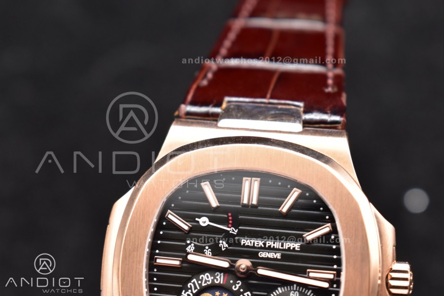 Nautilus 5712 SS/RG GRF Best Edition Gray Dial on Brown Croco Strap A23J
