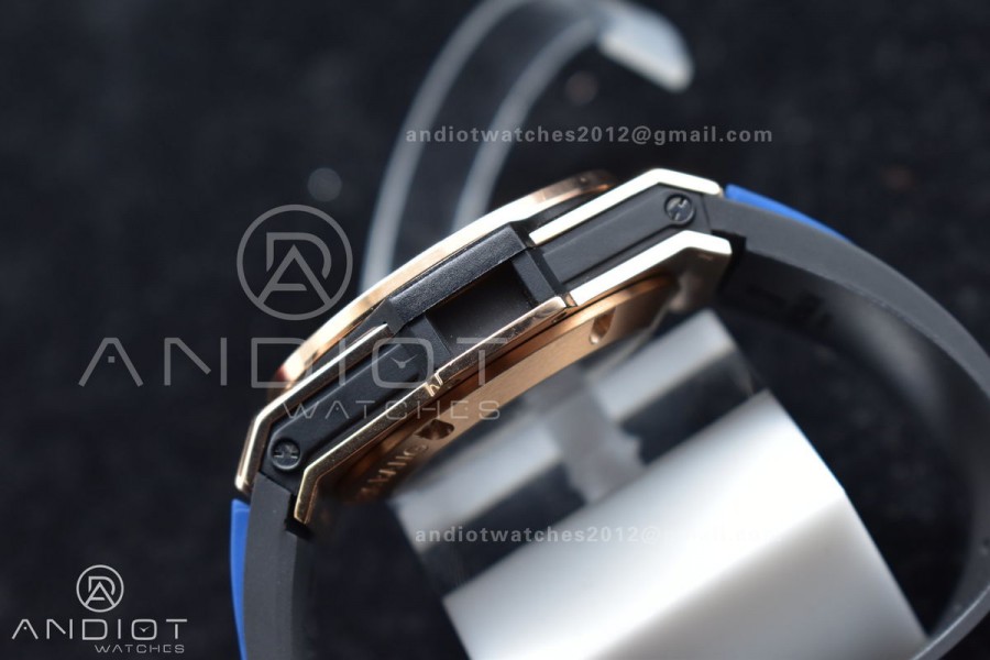 Hublot Big Bang Unico RG ZF 1:1 Best Edition Blue Skeleton Dial on Blue Rubber Strap A1280