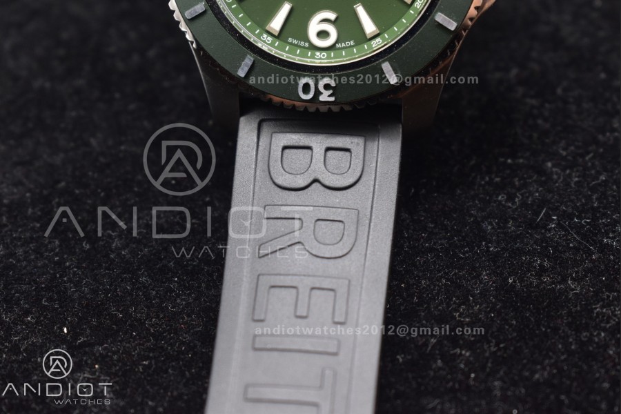 Superocean Automatic 44 TF 1:1 Best Edition Dark Green Dial Black Bezel On Black Rubber Strap A2824