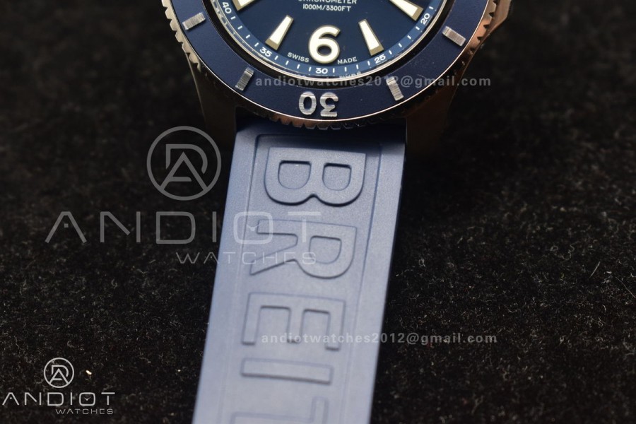 Superocean Automatic 44 TF 1:1 Best Edition Blue Dial Black Bezel On Black Rubber Strap A2824