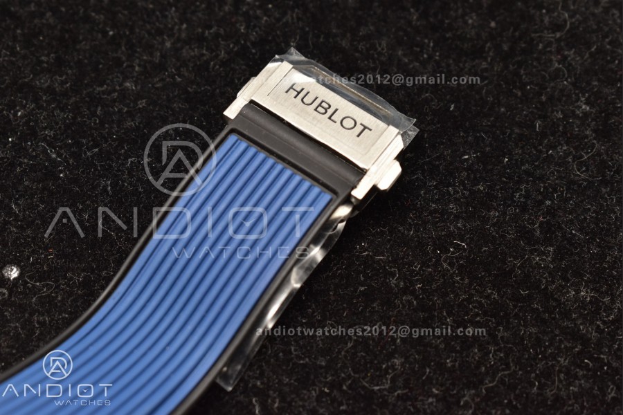 Hublot Big Bang Unico Titanium ZF 1:1 Best Edition Blue Skeleton Dial on Blue Rubber Strap A1280