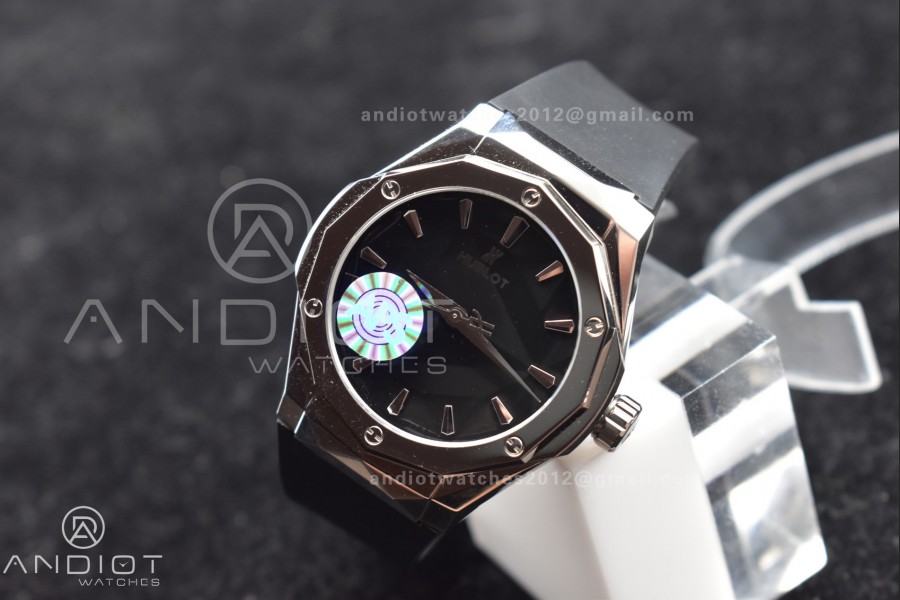 Classic Fusion Orlinski APSF 1:1 Best Edtion Black Faceted Dial On Black Rubber Strap A2892