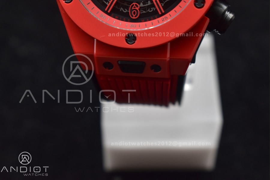 Big Bang Unico Red Magic Ceramic BBF 1:1 Best Edition Skeleton Dial on Red Rubber Strap A1280
