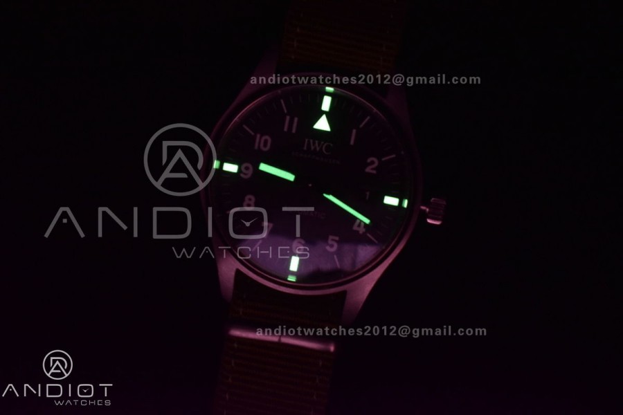 Mark XVIII “TRIBUTE TO MARK XI” IW327007 M+F 1:1 Best Edition Black Dial on Green Nylon Strap A35111