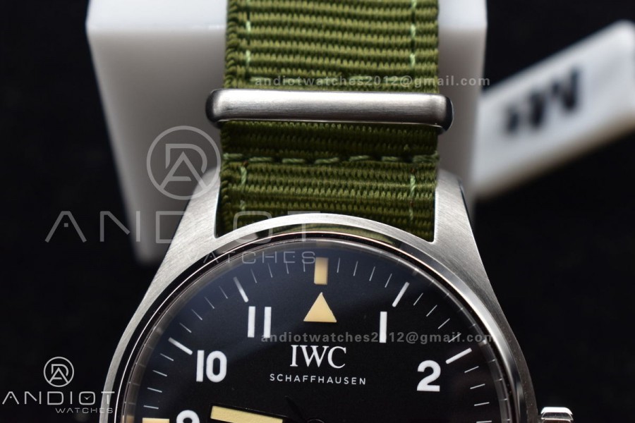 Mark XVIII “TRIBUTE TO MARK XI” IW327007 M+F 1:1 Best Edition Black Dial on Green Nylon Strap A35111