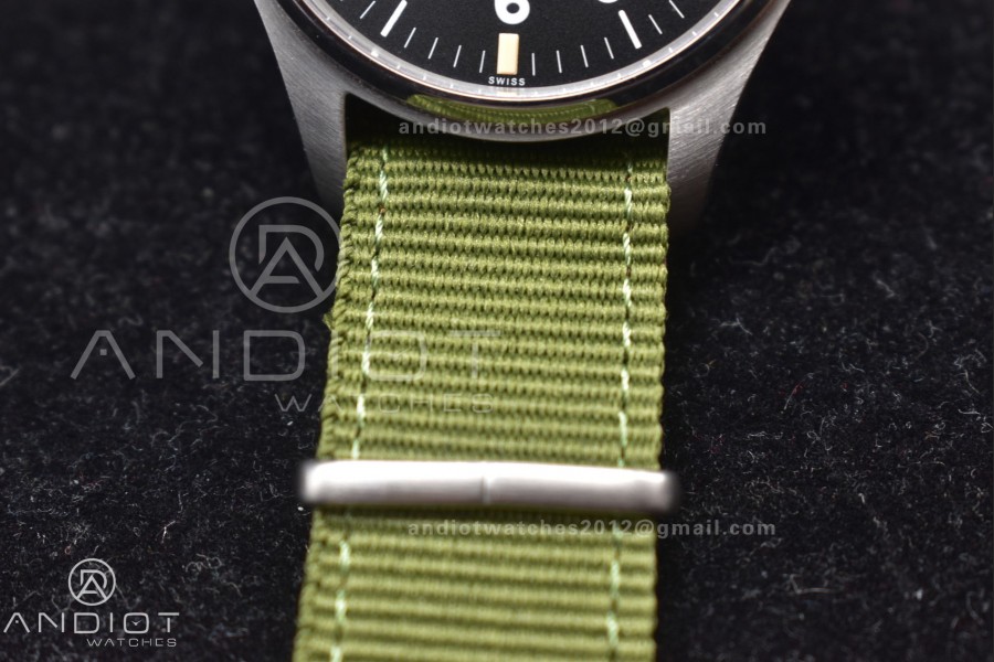Mark XVIII “TRIBUTE TO MARK XI” IW327007 M+F 1:1 Best Edition Black Dial on Green Nylon Strap A35111