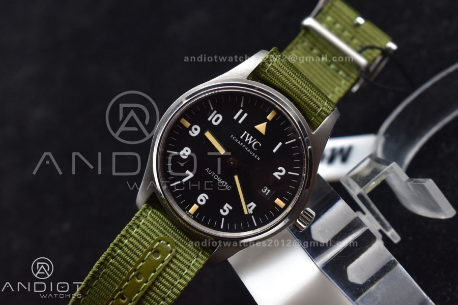 Mark XVIII “TRIBUTE TO MARK XI” IW327007 M+F 1:1 Best Edition Black Dial on Green Nylon Strap A35111