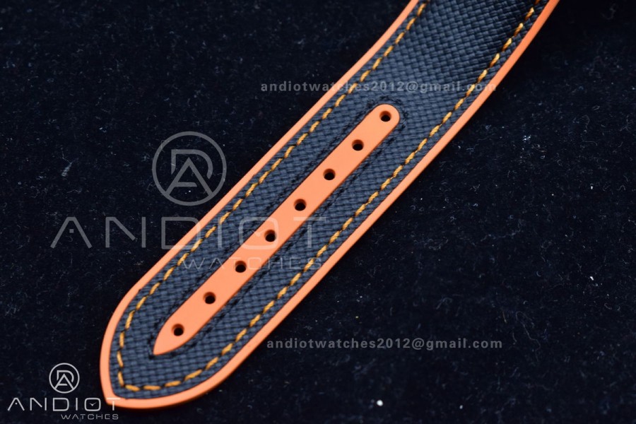 Planet Ocean Master Chronometer OMF DLC Black/Orange Bezel Black Dial on Black Nylon Strap A9900 (Black Balance Wheel) 