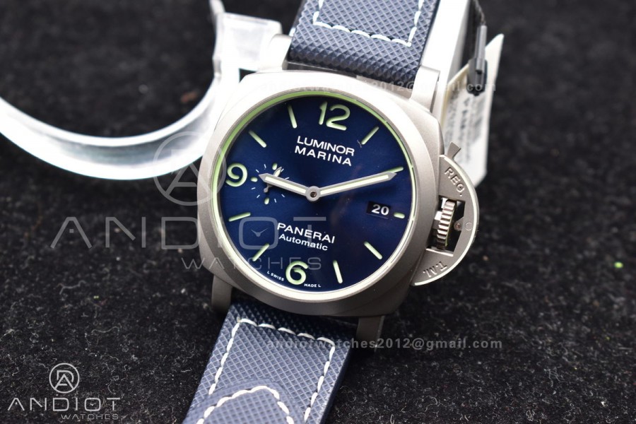 PAM1117 Titanium VSF 1:1 Best Edition Blue Dial on Blue Kevlar Composite Strap P.9010
