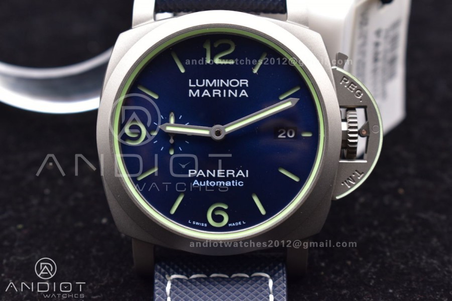 PAM1117 Titanium VSF 1:1 Best Edition Blue Dial on Blue Kevlar Composite Strap P.9010