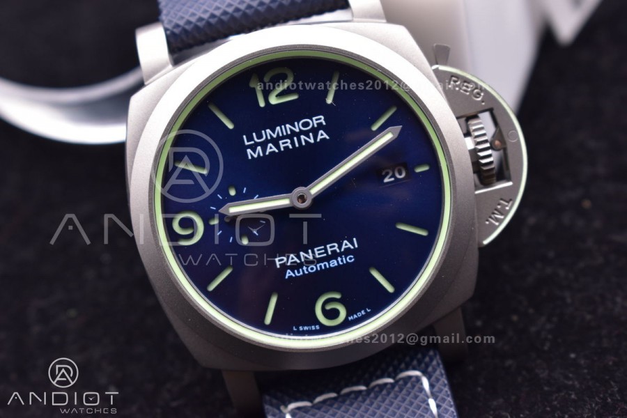 PAM1117 Titanium VSF 1:1 Best Edition Blue Dial on Blue Kevlar Composite Strap P.9010